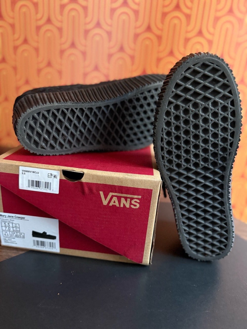 VANS Black Mary Jane Creeper Platform (Halloween) Spooky Flowers Black M 5.5 W 7 - Picture 6 of 6